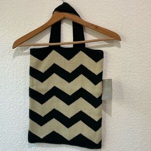 NWOT Anthropologie Hansel From Basel Zig Zag Black Tan Tote Bag